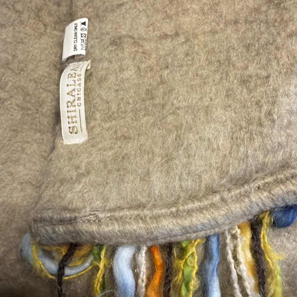 Shiraleah Tan Multicolor Long Fringe Throw 46/48 Acrylic/Wool Cozy Boho 🫶 - Picture 2 of 2